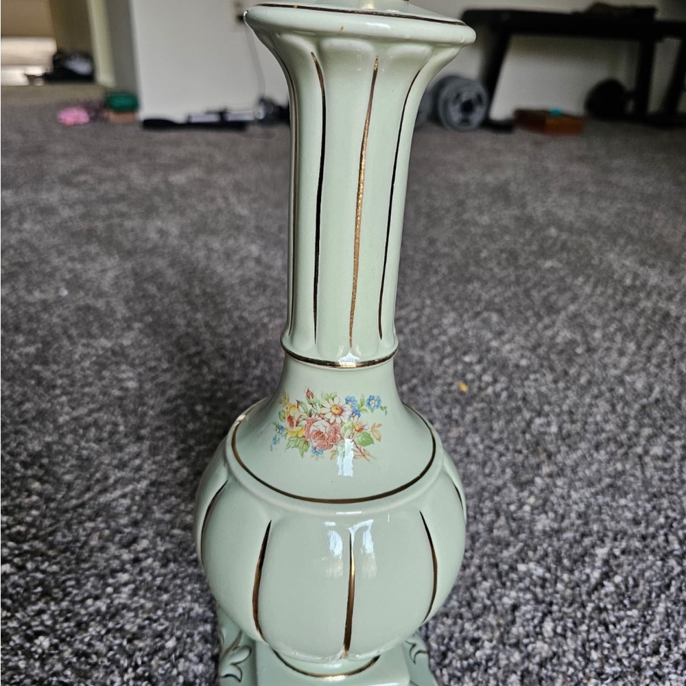 Vintage Mint Green Decorative Table Lamp - Picture 2 of 4